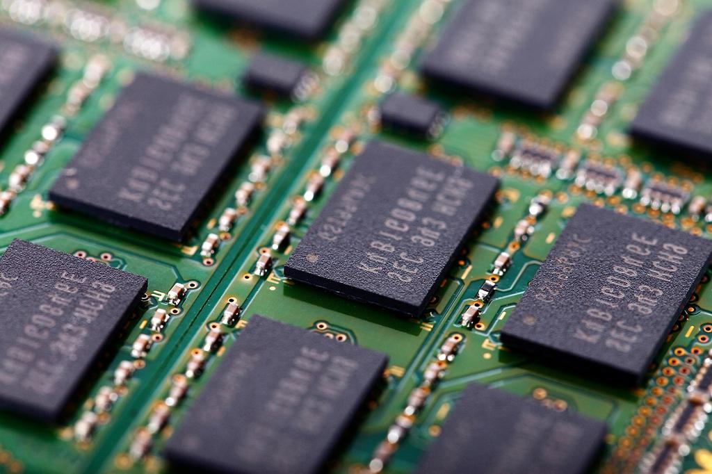 Modern computer components arranged on circuit board